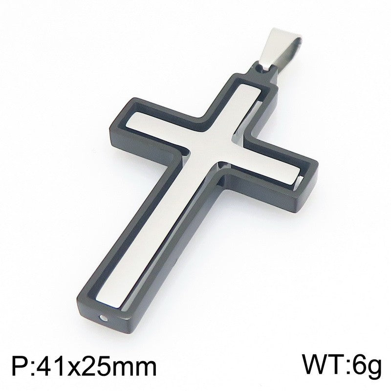 Kemstone Rotating Cross Pendant Necklace for Men Titanium Steel Two Tone KP118323-ZLA