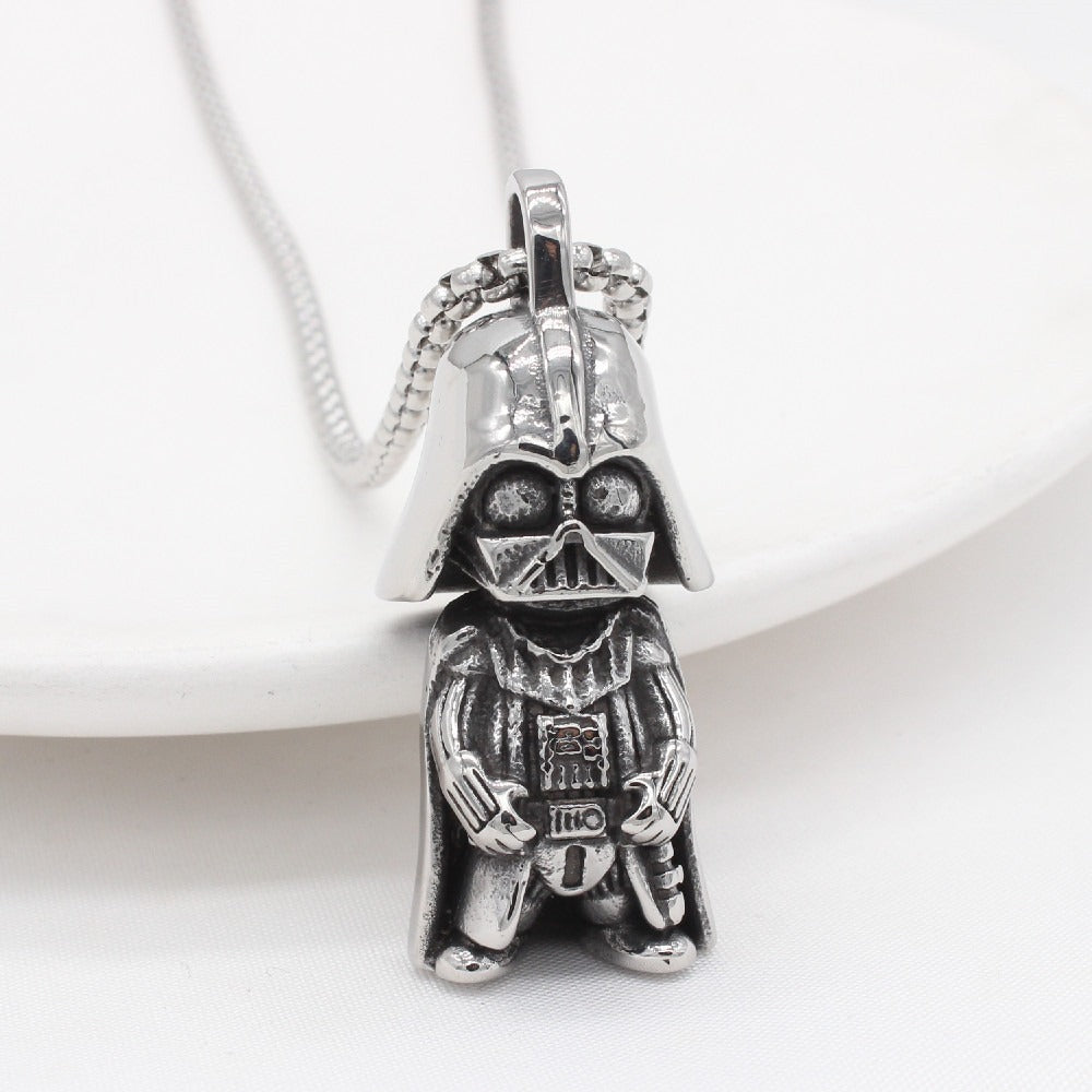 Kemstone Dark Helmet Warrior Pendant Necklace for Men Titanium Steel 3D Sculpted Figure P1346