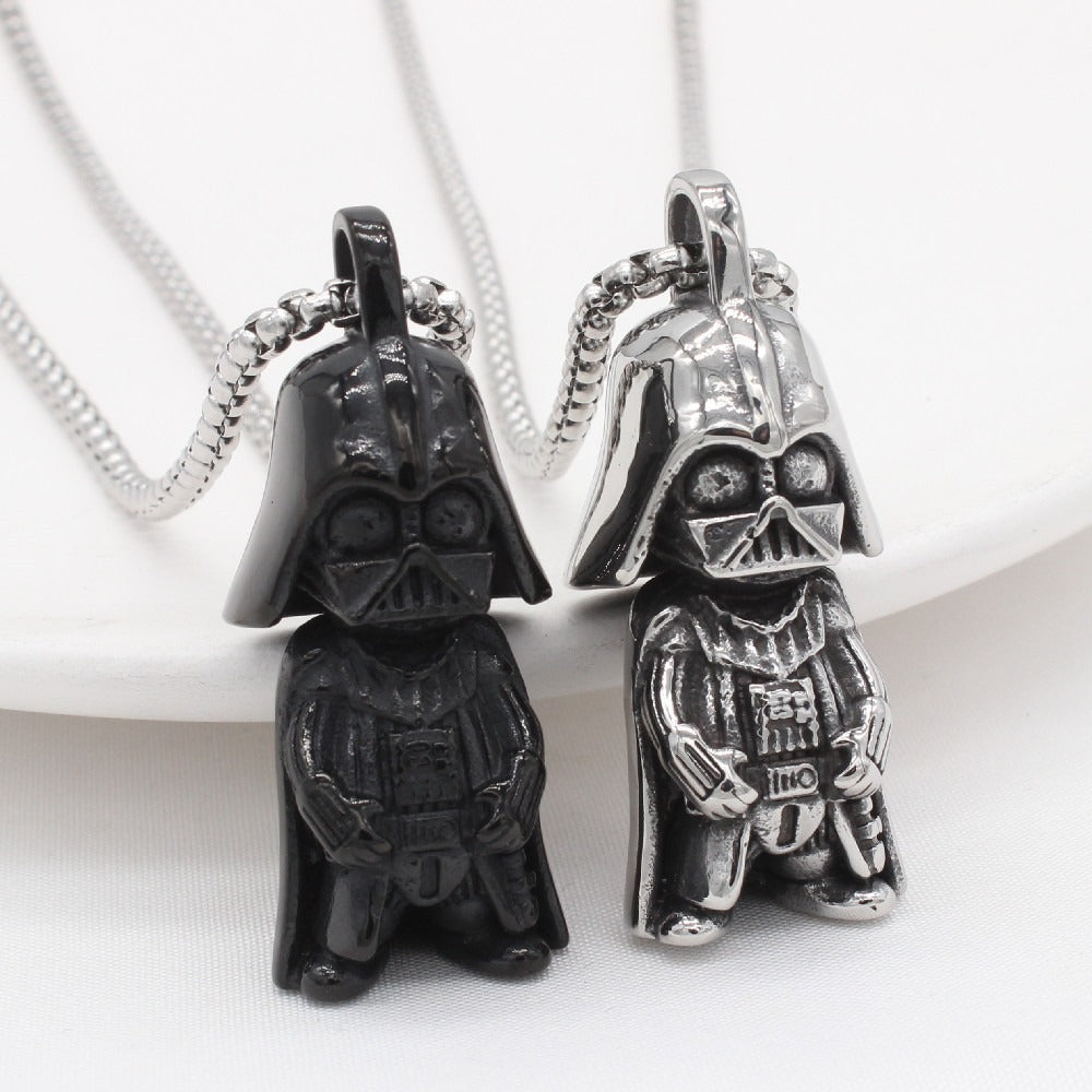 Kemstone Dark Helmet Warrior Pendant Necklace for Men Titanium Steel 3D Sculpted Figure P1346