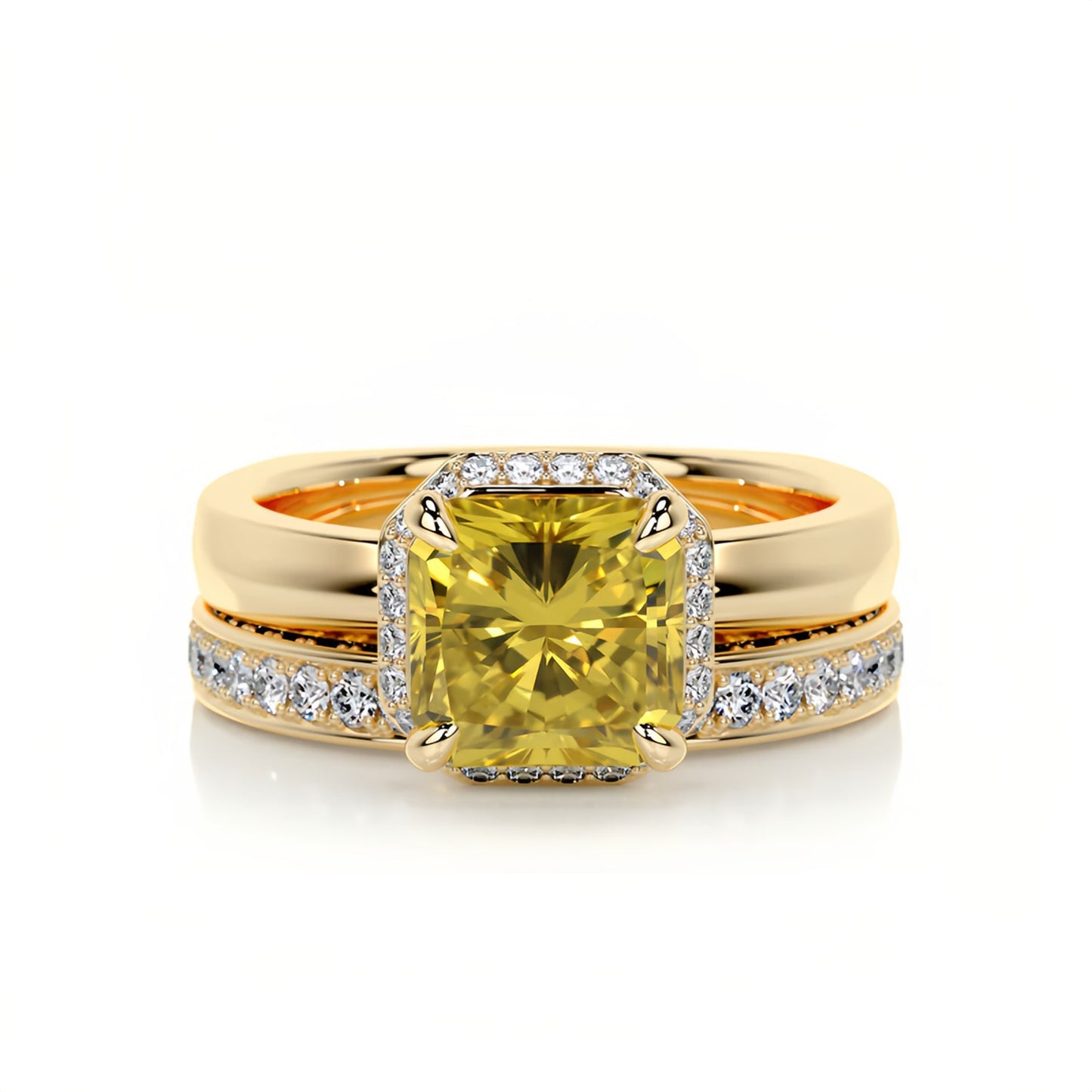 Kemstone Bridal Set – Luxury S925 Sterling Silver Moissanite Engagement Rings for Women | Gold Plated, Asscher, Marquise, Pear & Round Cuts