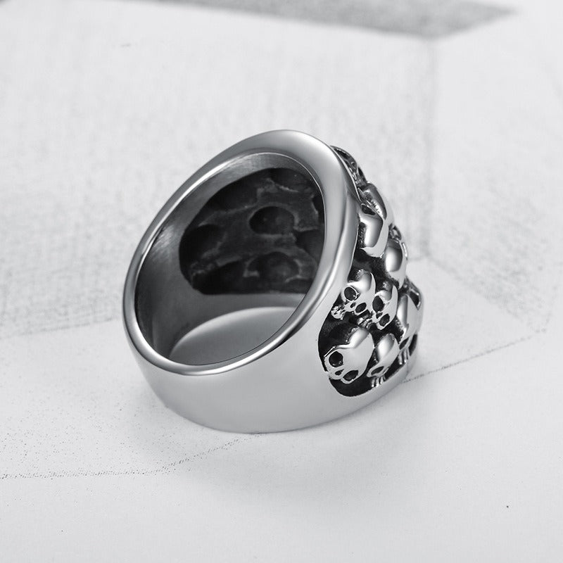 Kemstone Multi Skull Ring for Men Titanium Steel Punk TR0177
