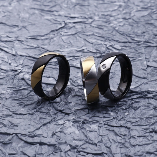 Kemstone Dual-Twist Titanium Ring | Modern Geometric Couple Bands for Everyday Elegance KR83029