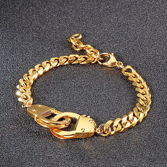 Kemstone Geometric Interlocking Bracelet - Modern Hip-Hop Stainless Steel Cuff for Trendsetters KB138227-Z