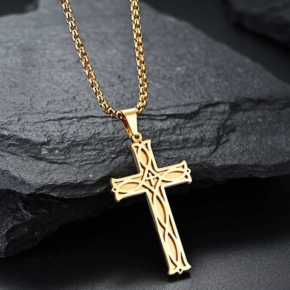 Kemstone Titanium Steel Celtic Cross Pendant Necklace – Faith Heritage Silver/Gold/Black K-PT263