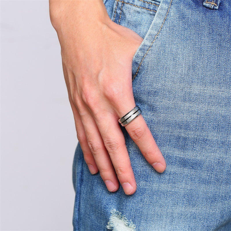 Kemstone 8mm Rugged Tungsten Steel Bottle Opener Ring - Durable Men's Fashion Accessory for Casual & Gifting TCR-039