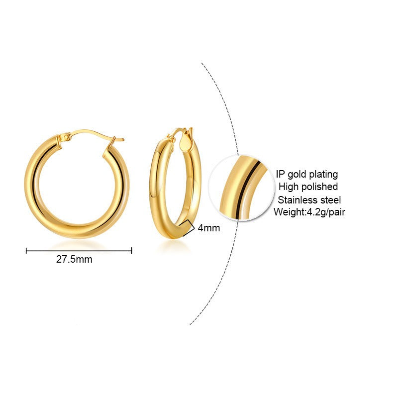 Aros minimalistas de acero y titanio Kemstone para mujer: oro y plata - Elegancia ligera y cotidiana EH-239