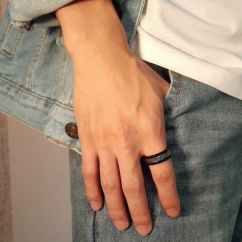 Kemstone Tungsten Carbide Gear Ring for Men – Black Mechanical Style CR-092