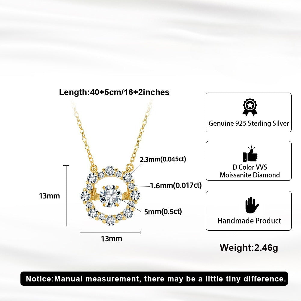Kemston Heart Halo Moissanite Pendant Necklace for Women 925 Sterling Silver SMON19