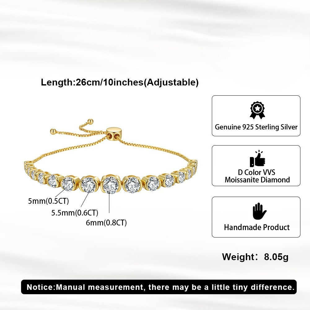Kemstone Moissanite Tennis Bracelet for Women 925 Sterling Silver Adjustable Slider SMOB14