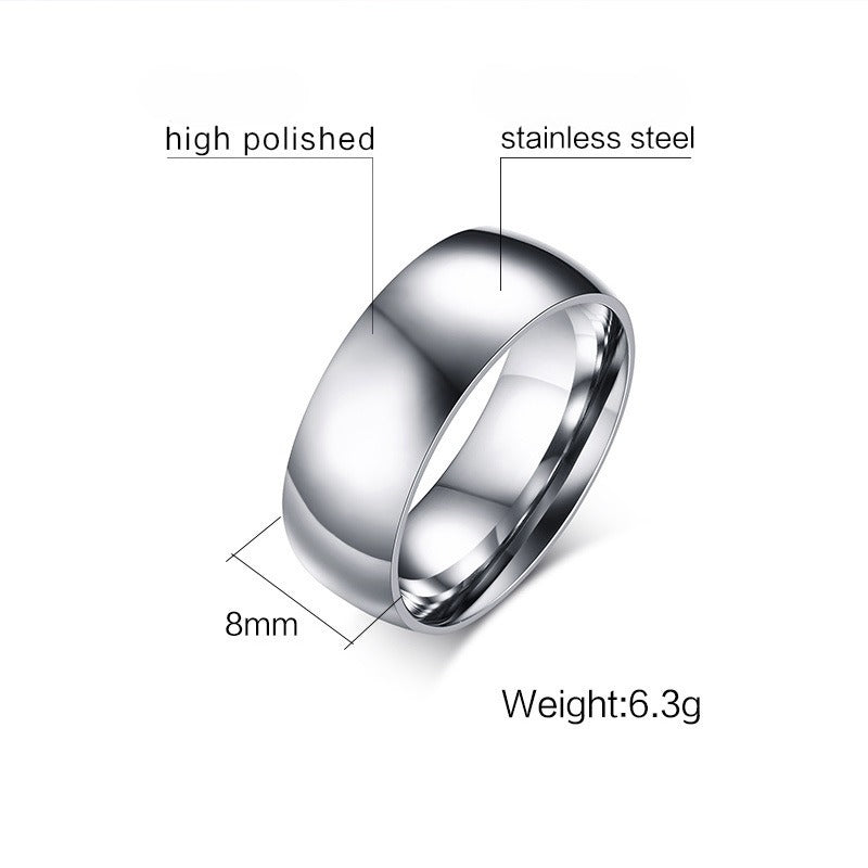 Kemstone Smooth-Finish Stainless Steel 8mm Band Ring – Minimalist Durable Men’s Jewelry R-012
