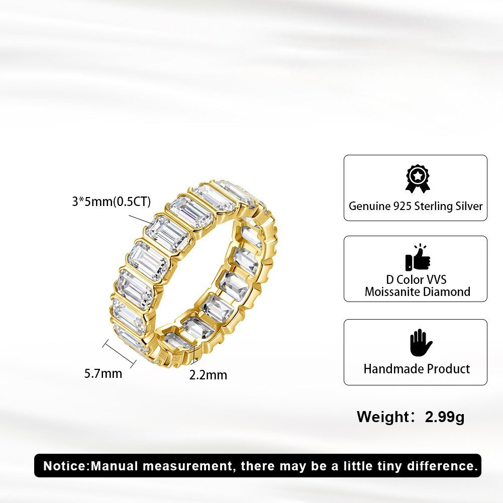 Kemston Baguette Moissanite Eternity Ring for Women 925 Sterling Silver SMOR27