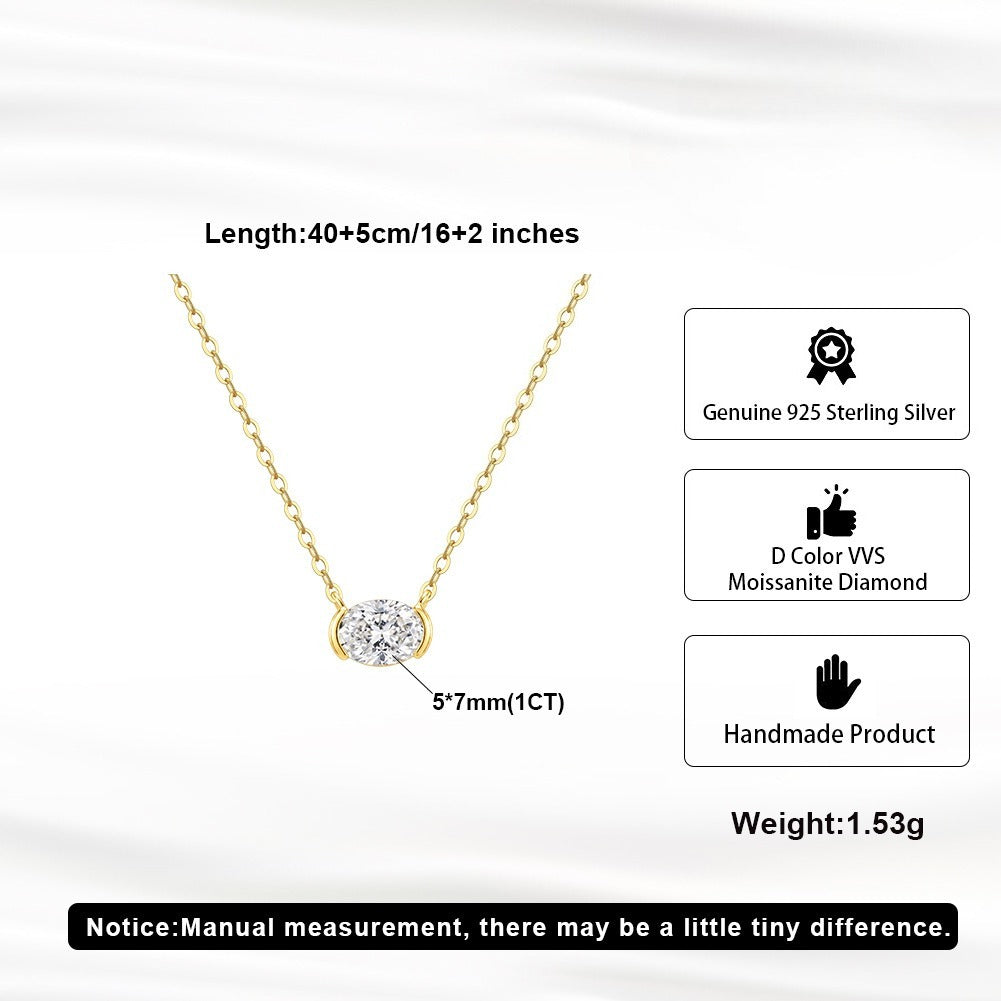 Kemstone 1CT Oval Moissanite Necklace for Women 925 Sterling Silver Pendant SMON28