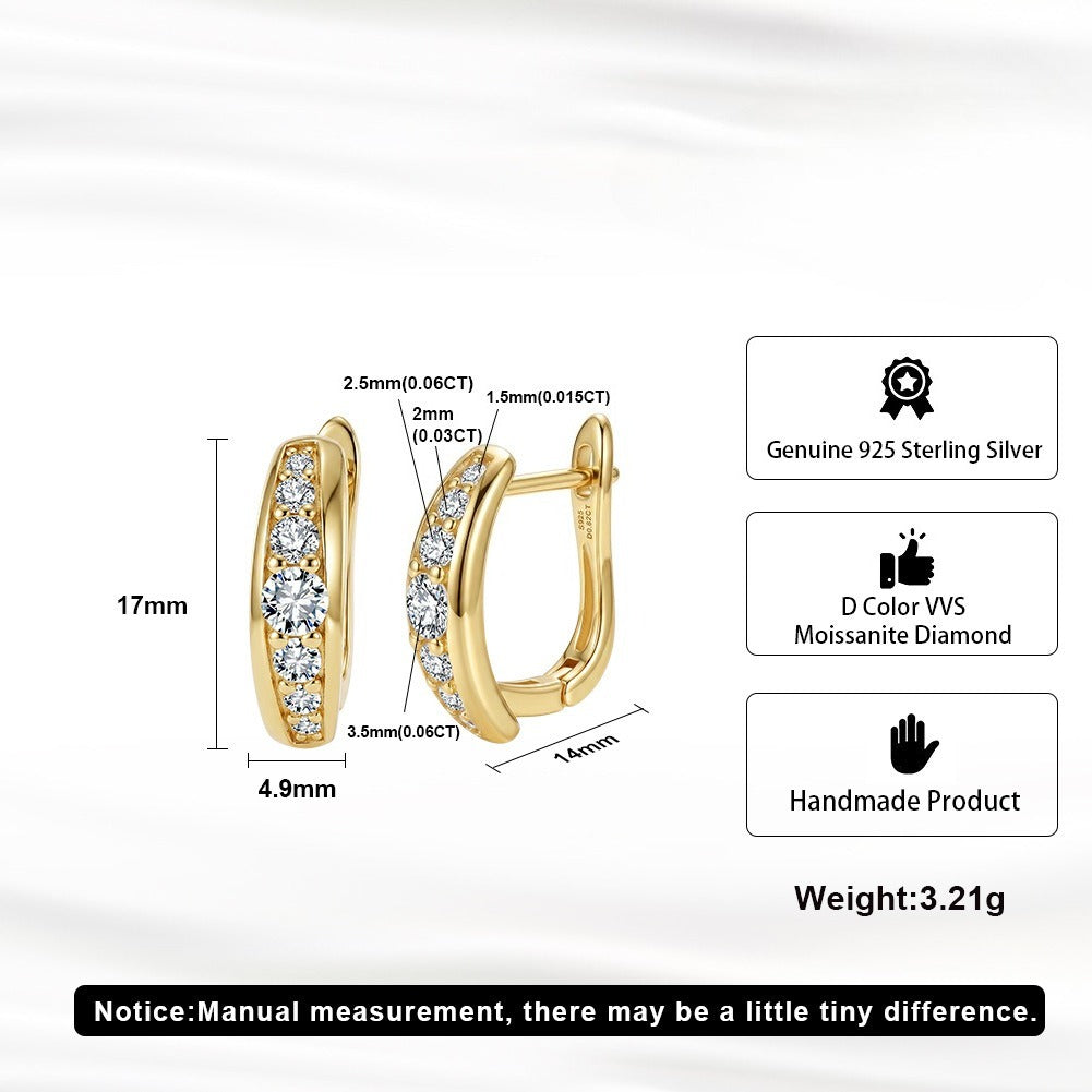 Kemston 925 Sterling Silver Moissanite Huggie Hoop Earrings for Women SMOE29