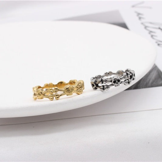 Kemstone Skeleton Bone Skull Ring for Men Titanium Steel Vintage R1344