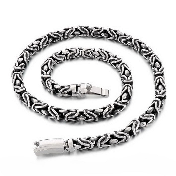 Kemstone KB170399 Titanium Steel Woven Peace Link Chain Bracelet & Necklace for Men