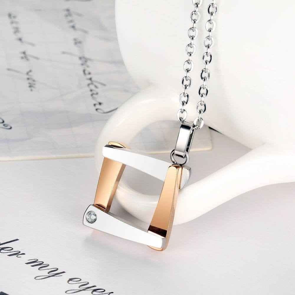 Kemstone Open Square Necklace for Men & Women Titanium Steel Two-Tone TN0052