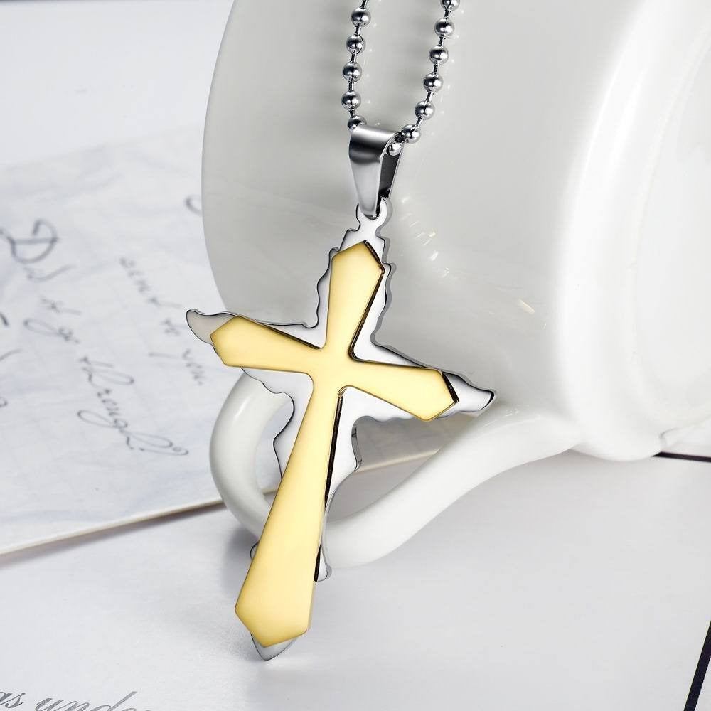 Kemstone Layered Cross Necklace for Men Stainless Steel TN0136