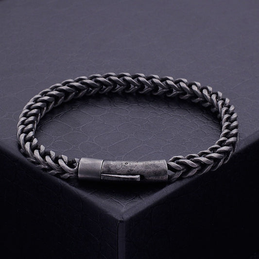 Kemstone Titanium Steel Men's Minimalist Handcrafted Chain Bracelet - Retro Hip-Hop Style Unisex Jewelry for Daily Wear & Gifting KB95694