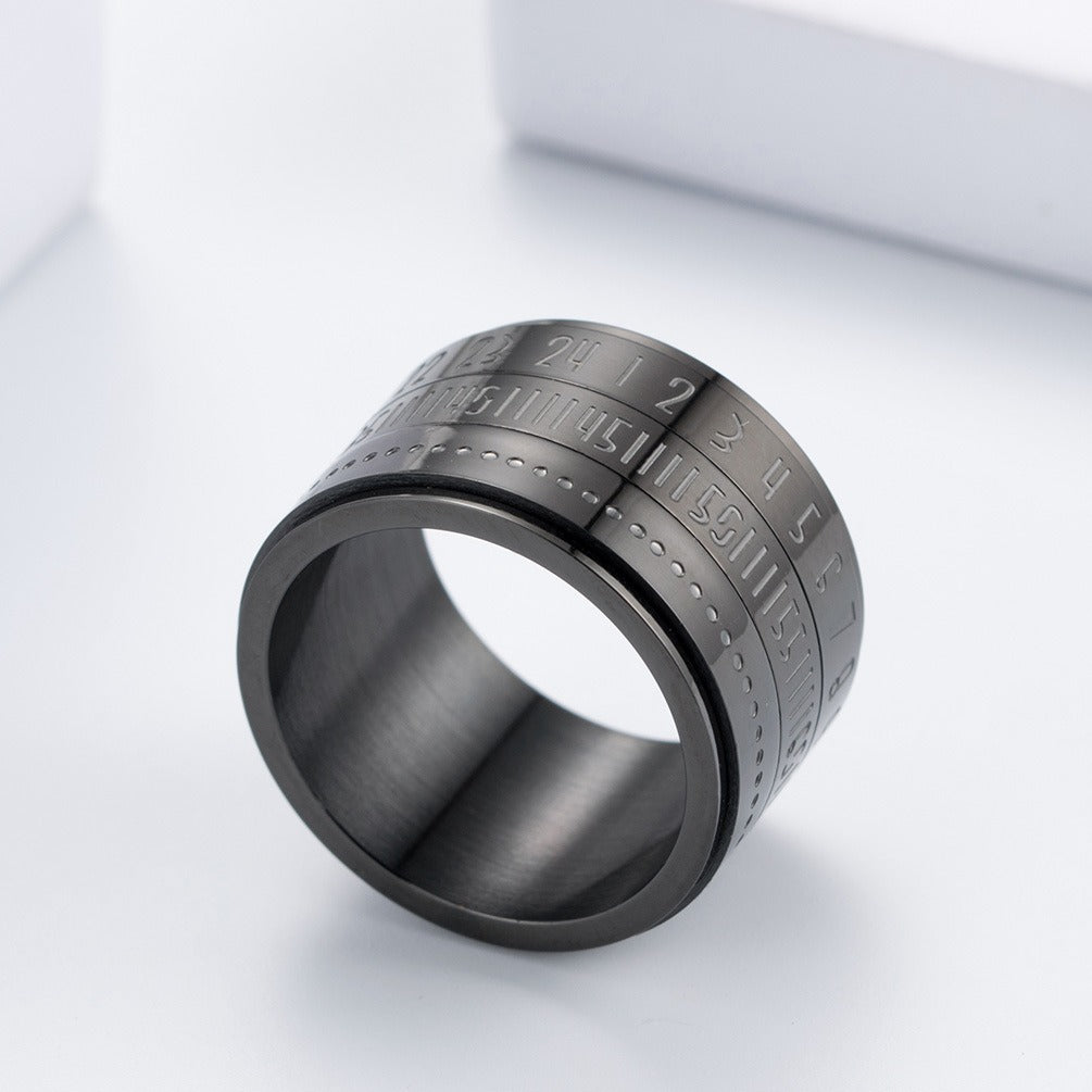 Kemstone Number Spinner Ring for Men Stainless Steel 14MM Wide Band  K-R123