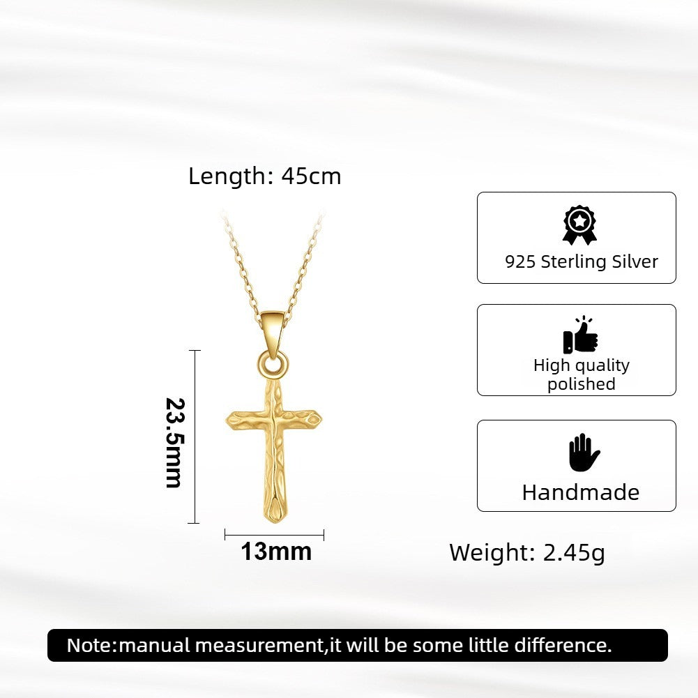 Kemstone 925 Sterling Silver Cross Pendant Necklace for Women Minimal Gold Clavicle Chain GAN02