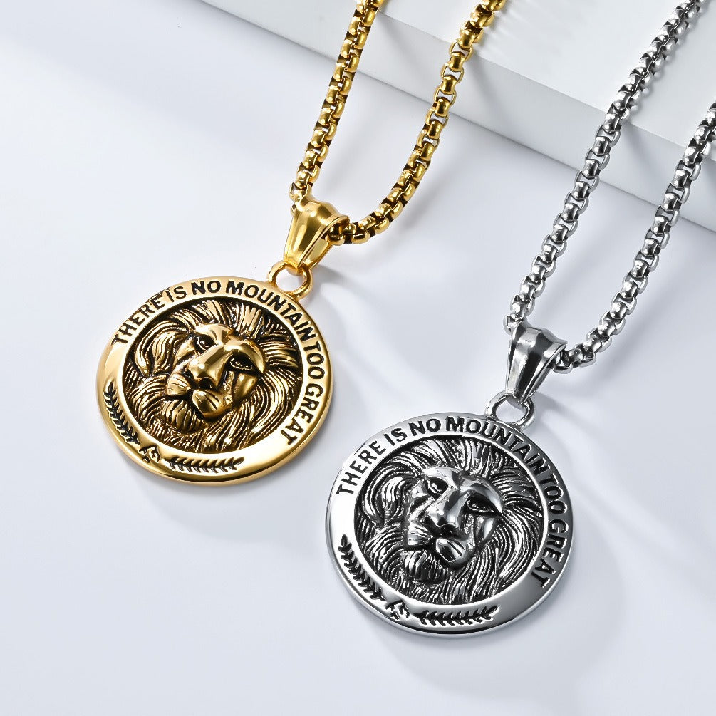 Kemstone Stainless Steel Lion Head Pendant Necklace for Men Vintage Medallion K-PT613