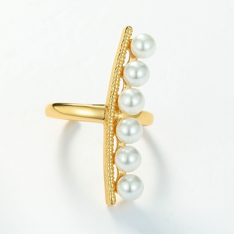 Orecchini a polsino con perle di conchiglia minimaliste dal design originale e artigianale Kemstone - Orecchini a cartilagine placcati oro S925