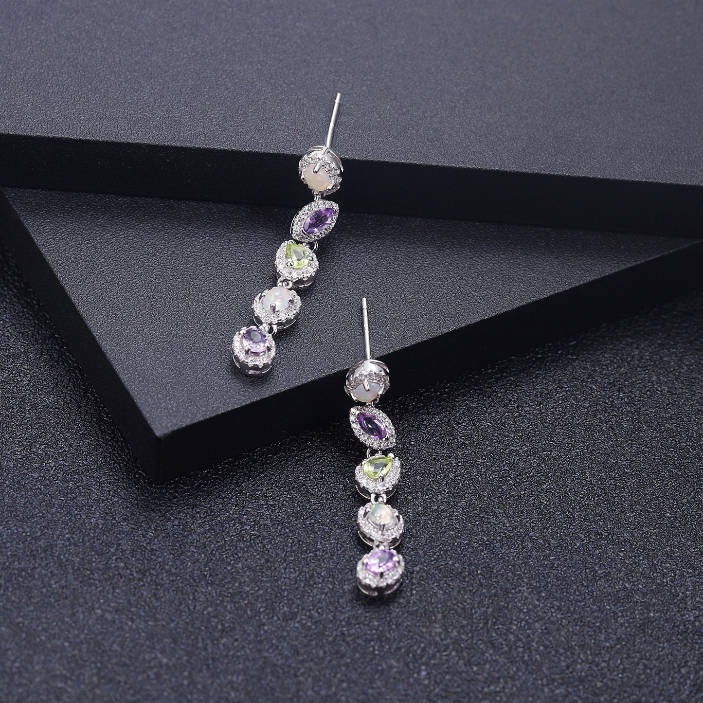 Orecchini pendenti in argento sterling con pietra preziosa naturale opale, realizzati a mano, originali, Kemstone, per donna, K231009E