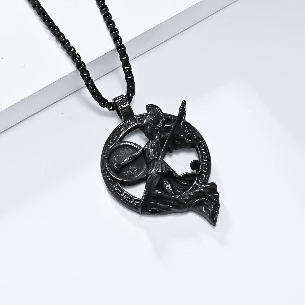 Kemstone Figure Relief Pendant Necklace for Men Stainless Steel Vintage Medallion K-PT585