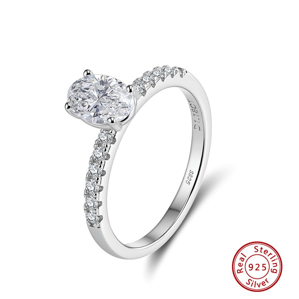 Kemstone 925 Sterling Silver Oval Moissanite Ring for Women Silver MOR10
