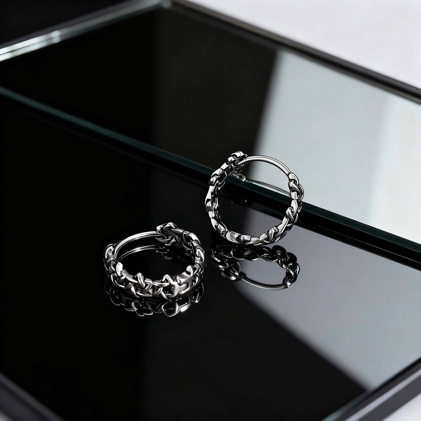 Kemstone Stainless Steel Vintage Hollow Chain Hoop Earring for Men – EH-838