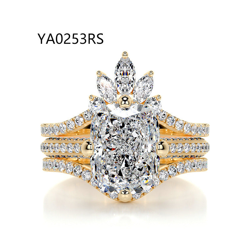 Kemstone Bridal Set – Luxury S925 Sterling Silver Moissanite Engagement Rings for Women | Gold Plated, Asscher, Marquise, Pear & Round Cuts