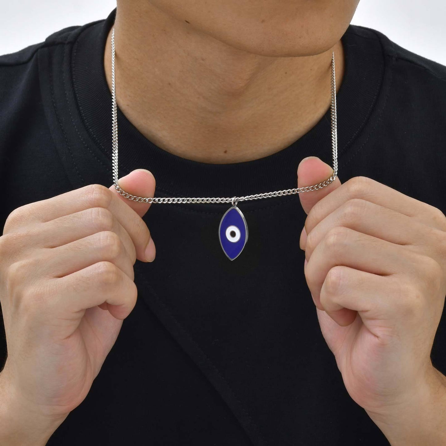 Kemstone Stainless Steel Blue Eye Pendant Necklace for Men NC-2160