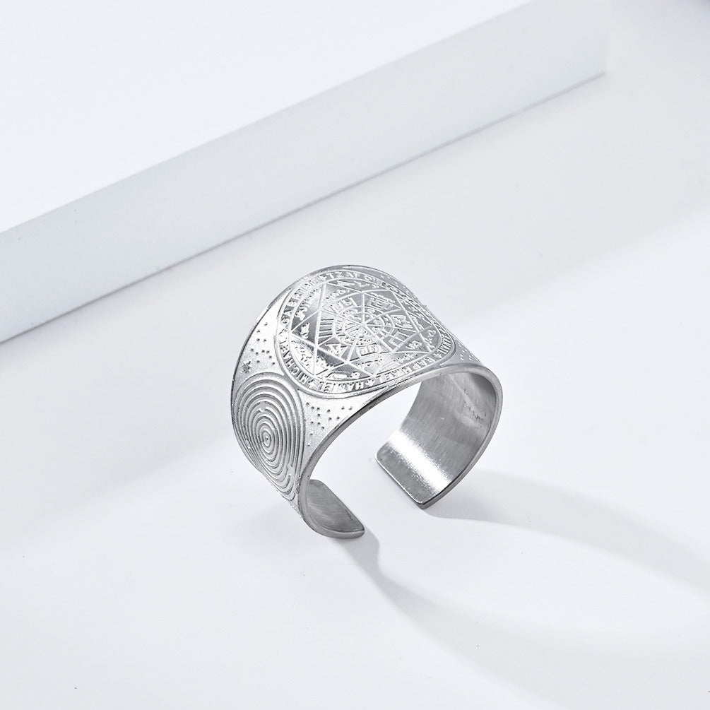 Kemstone Stainless Steel Vintage Adjustable Ring – Men’s Statement Band K-R7800