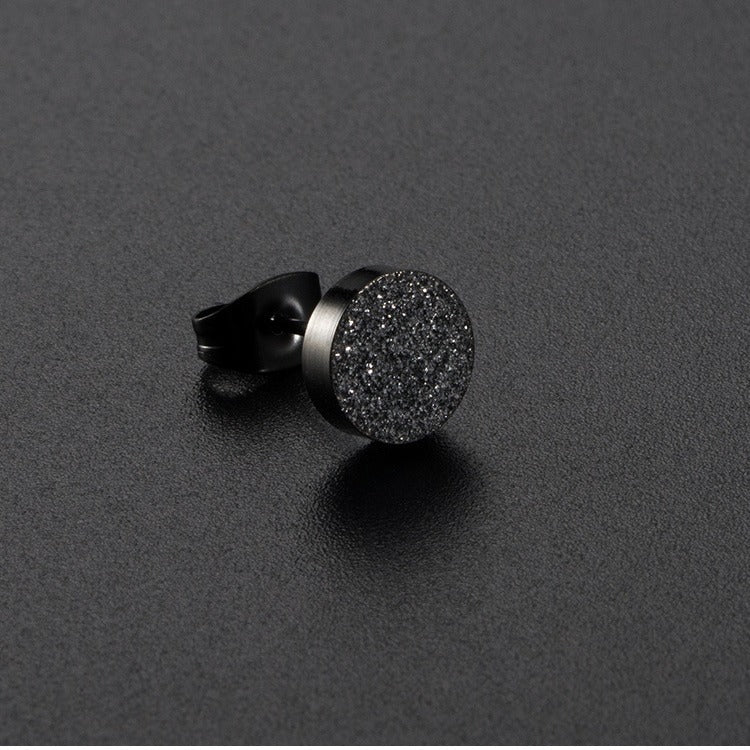 Kemstone Sand Textured Stud Earrings for Men & Women Stainless Steel Round Finish K-E012