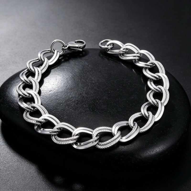 Kemstone Stainless Steel Textured Link Bracelet for Men KB213892-NJ
