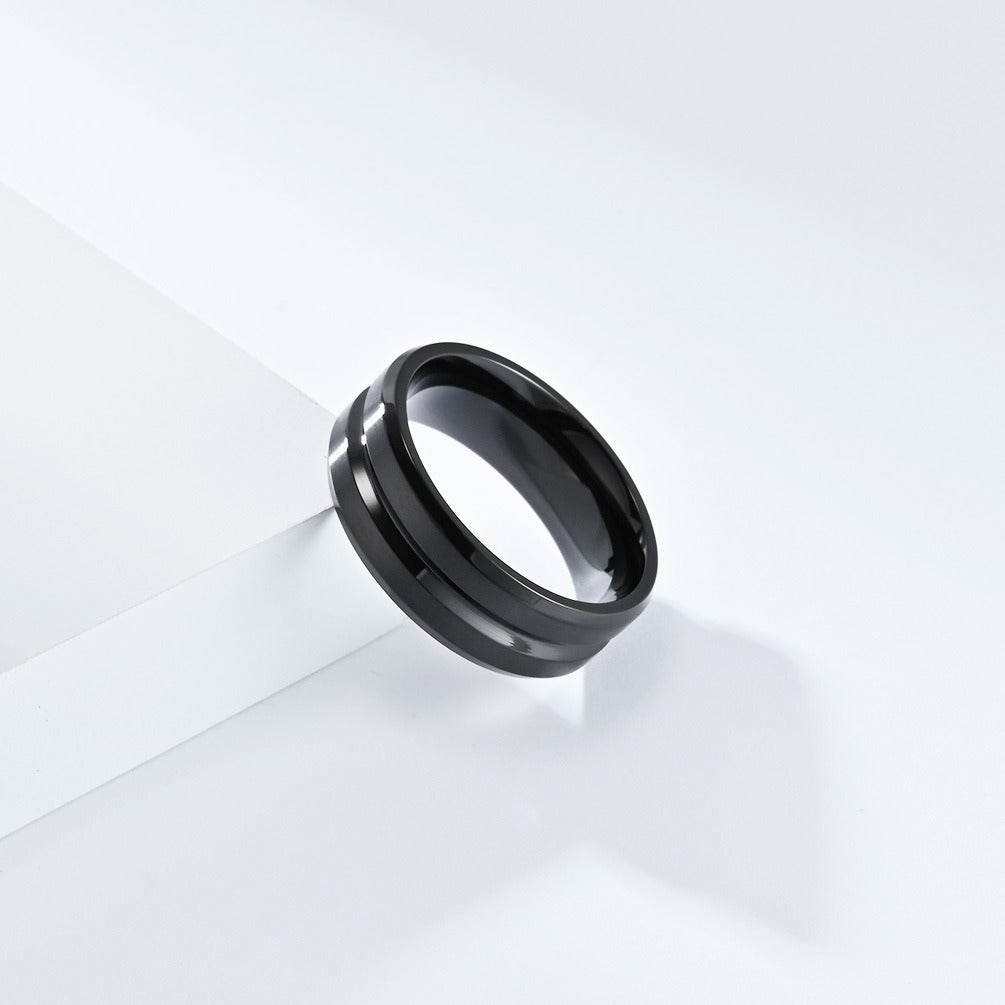 Kemstone Stainless Steel Brushed Grooved Ring for Men & Women K-R786