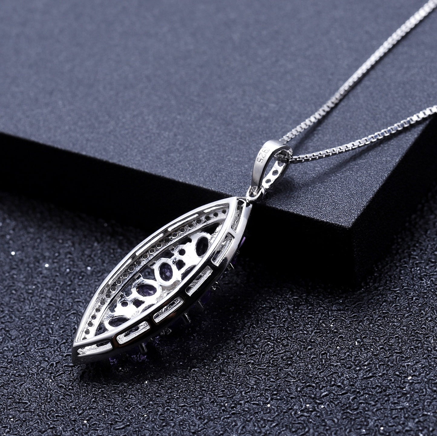 Collar de amatista natural de diseño original hecho a mano por Kemstone, colgante de plata de ley para mujer, 45 cm
