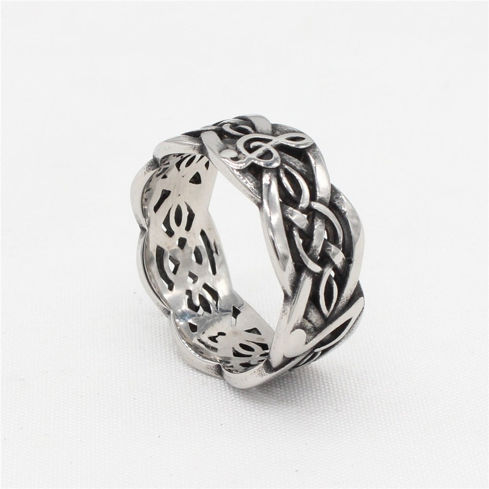 Kemstone Music Note Ring for Men Titanium Steel Celtic Knot Vintage R1685