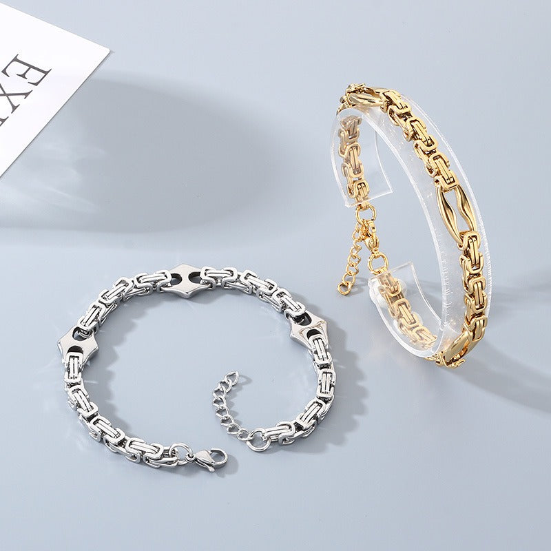 Kemstone Byzantine Chain Bracelet for Men – Titanium Steel Imperial Link KB209968-ZCG