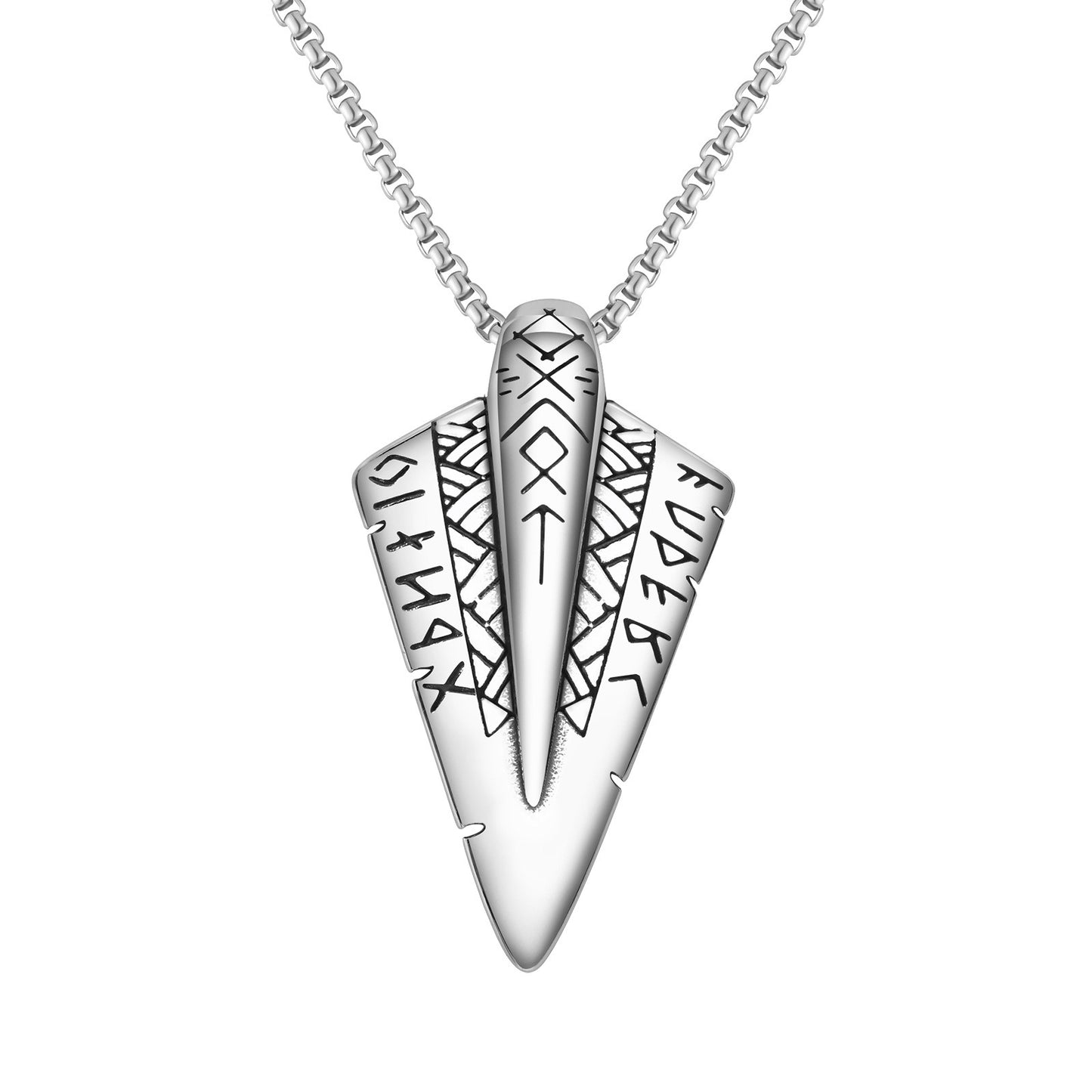 Kemstone Stainless Steel Arrow Pendant Necklace for Men Nordic Symbol Design NC-1417S