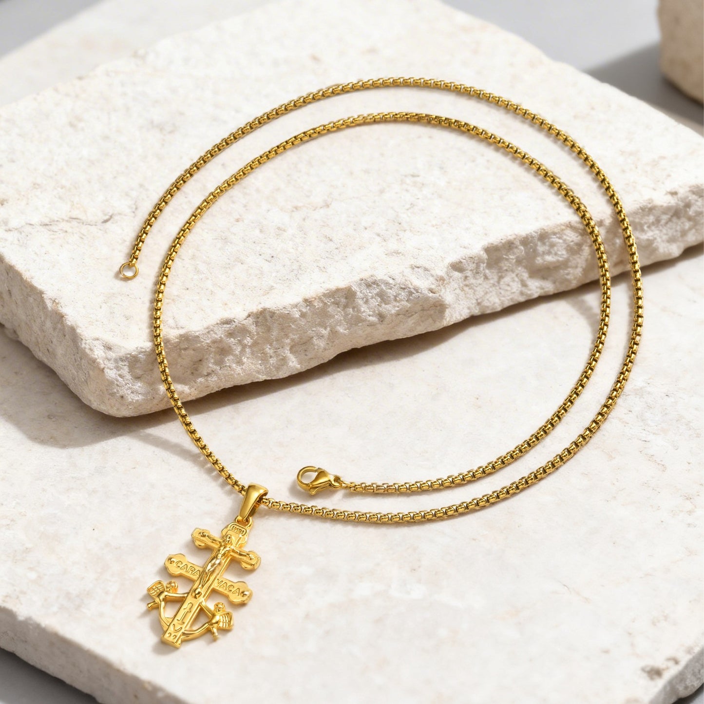 Kemstone Gold Plated Stainless Steel Cross Pendant Necklace for Men PN-2338