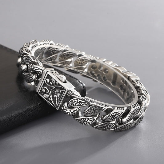 Kemstone Titanium Steel Punk Skull Bracelet for Men - Bold Streetwear Design KB154968