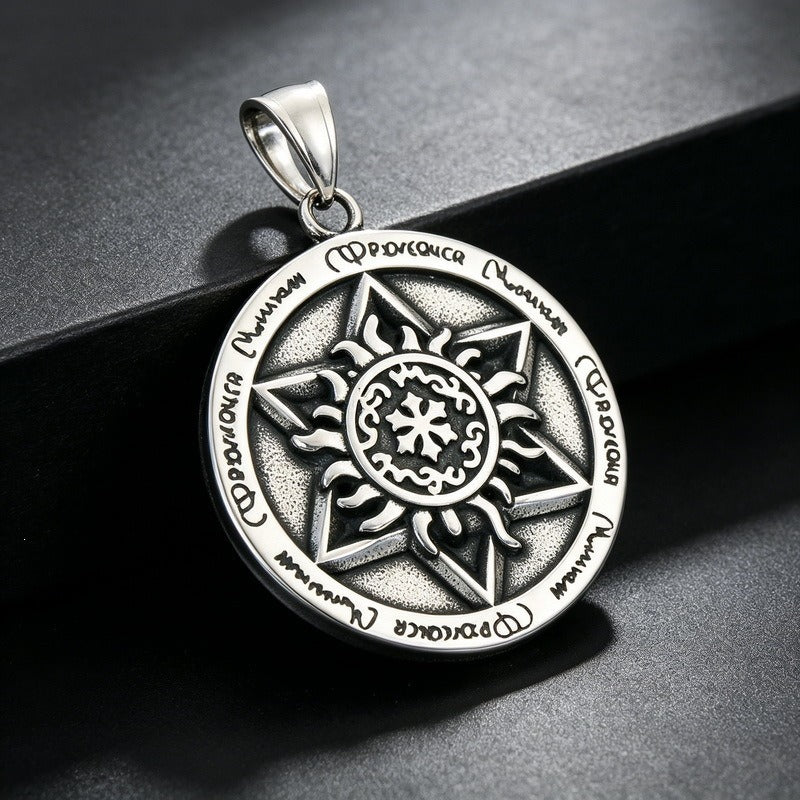 Kemstone Blue Eye Crescent Moon Pendant Necklace for Men Stainless Steel KP118498-LU