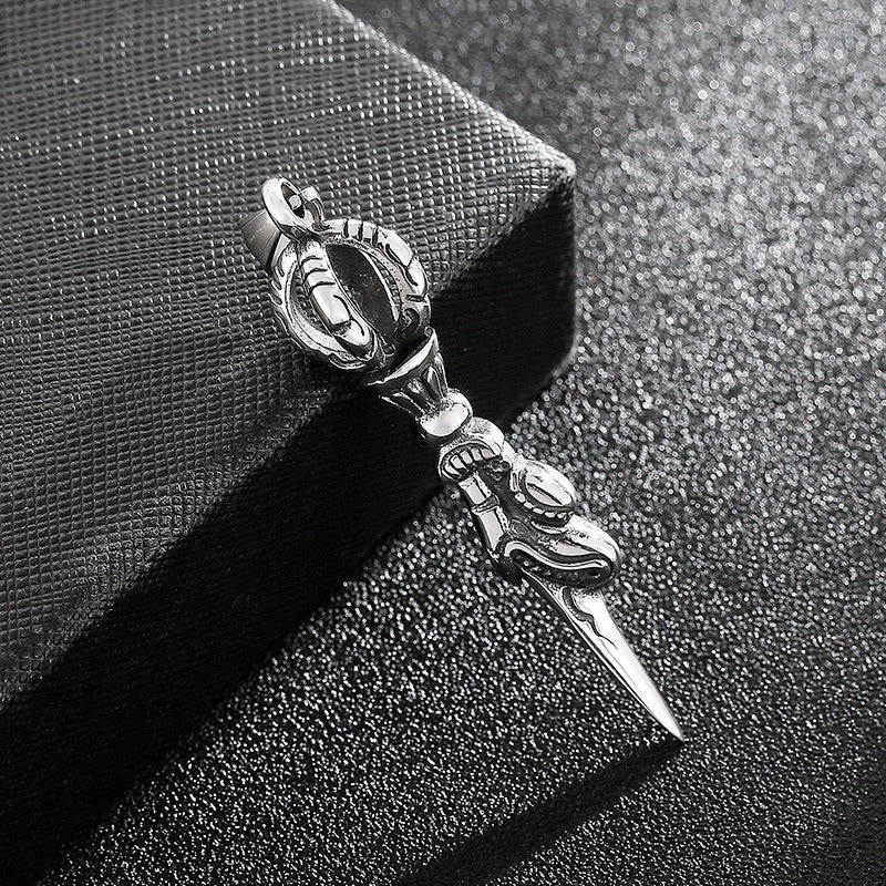 Kemstone Men’s Titanium Steel Vajra Pendant Necklace – Vintage Spike Design KP57670-BD