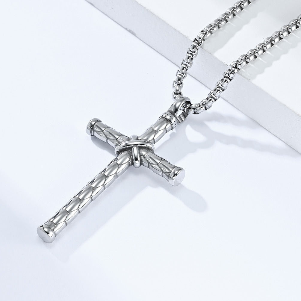 Kemstone Stainless Steel Knotted Cross Pendant Necklace for Men K-PT439