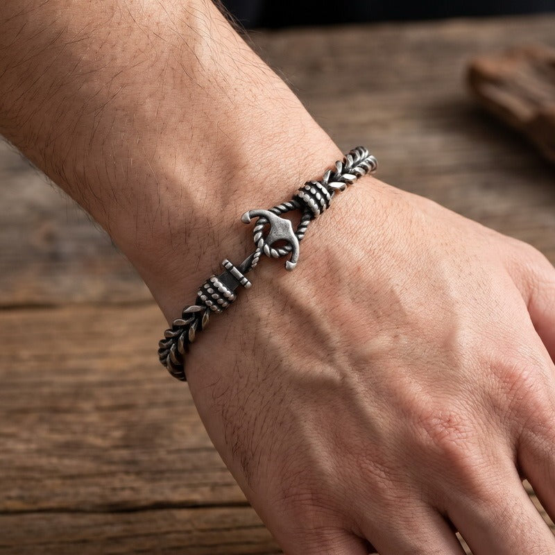 Kemston Anchor Chain Bracelet for Men Titanium Steel Curb Link Nautical KB215363-KFC