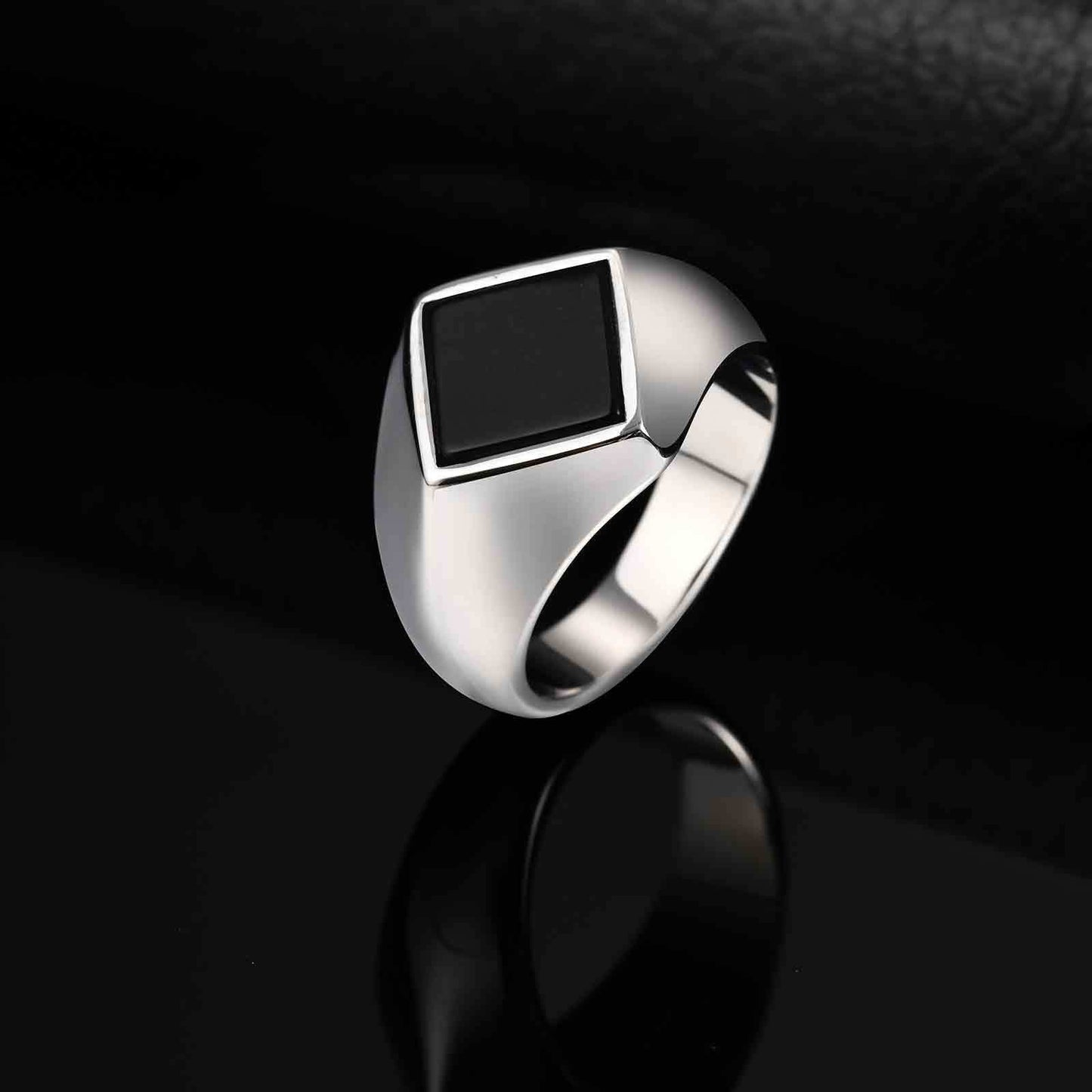 Kemstone Stainless Steel Square Signet Ring – Turquoise & Black Onyx Inlay for Men RC-967