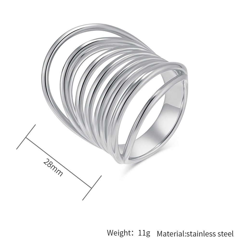 Anillo de acero y titanio con elegancia francesa: joya de oro ajustable y llamativa para mujer, pieza minimalista apilable y llamativa K-R932