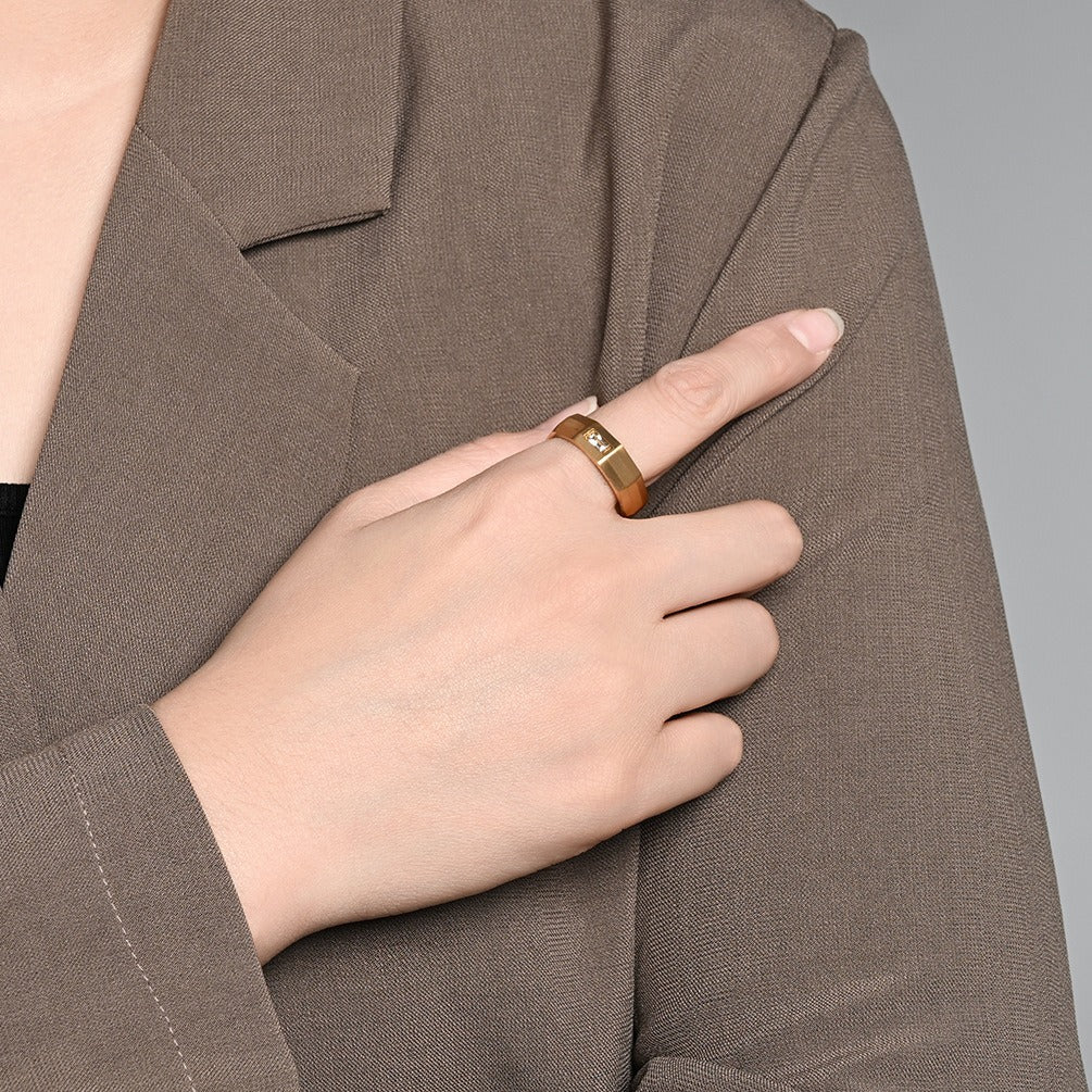 Kemstone Geometric Faceted Stainless Steel Ring for Men Women K-R1131