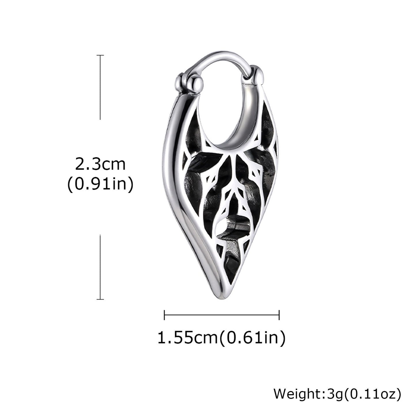Kemstone Men’s Stainless Steel Leaf Hoop Earrings – Vintage Style EH-819